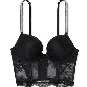 New! Victoria's Secret Bombshell Add-2-Cups Shine Strap Corset Bra 22885
